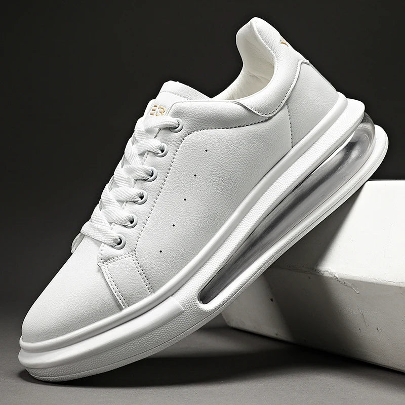 Brooks & Beck AeroMax Sneaker in White Leather - Side Profile