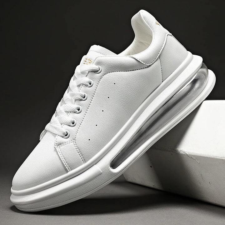 Brooks & Beck AeroMax Sneaker in White Leather - Side Profile