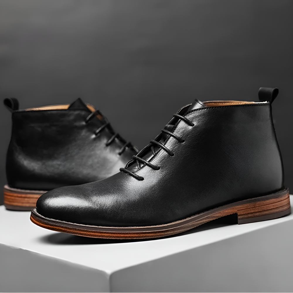 Brooks & Beck Ashford Leather Boot in Black - Angled View
