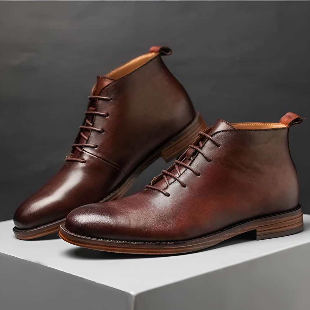 Brooks & Beck Ashford Leather Boot in Brown - Angled View