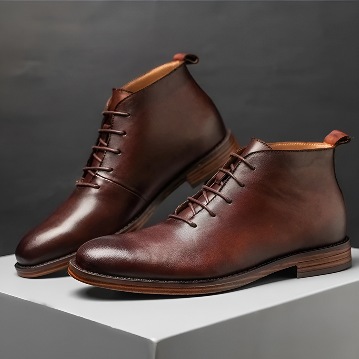 Brooks & Beck Ashford Leather Boot in Brown - Angled View