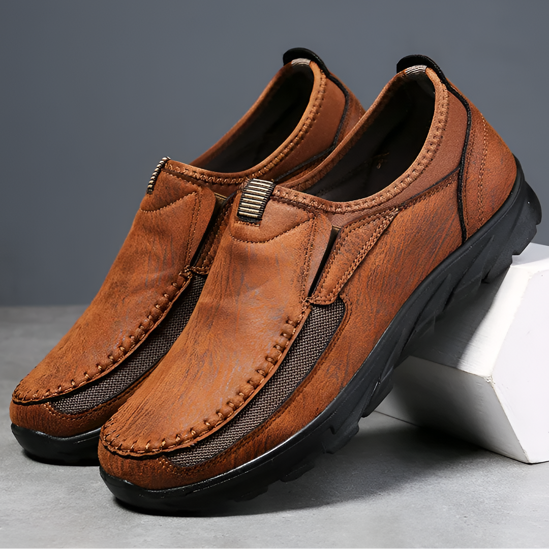 Brooks & Beck Ashford Slip-On in Sand Leather - Angled View