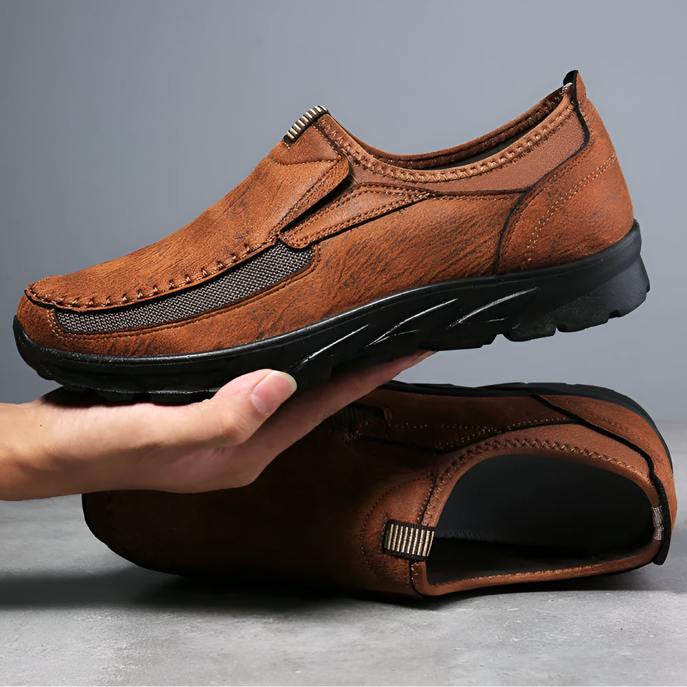 Brooks & Beck Ashford Slip-On in Sand - Side Profile