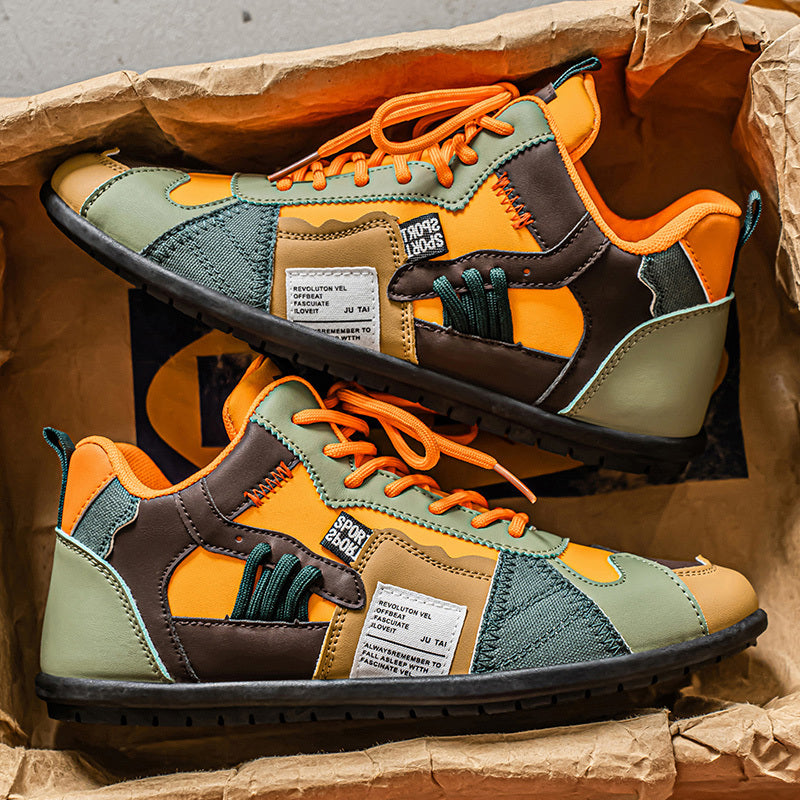 Brooks & Beck Atlas High-Top Sneaker in Orange Leather - Angled View