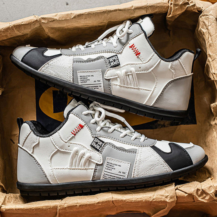 Brooks & Beck Atlas High-Top Sneaker in White Leather - Angled View