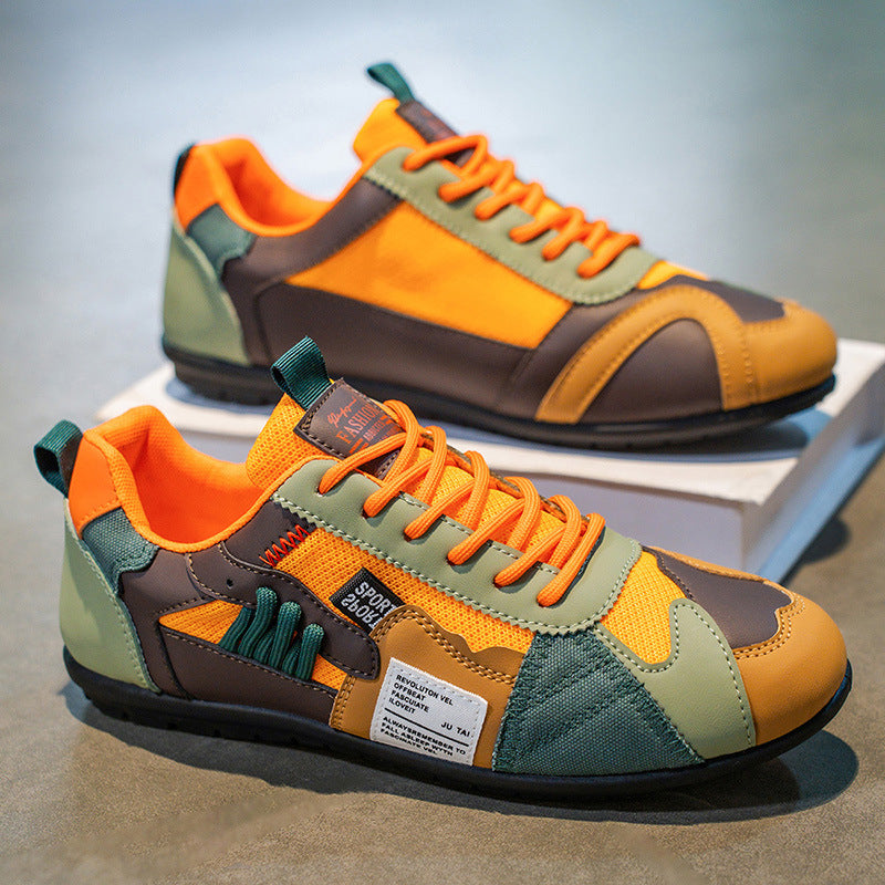 Brooks & Beck Atlas Racer Sneaker in Orange - Side Profile Stacked