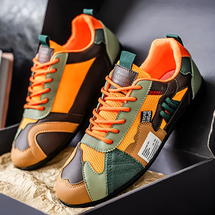 Brooks & Beck Atlas Racer Sneaker in Orange - Top Pair View