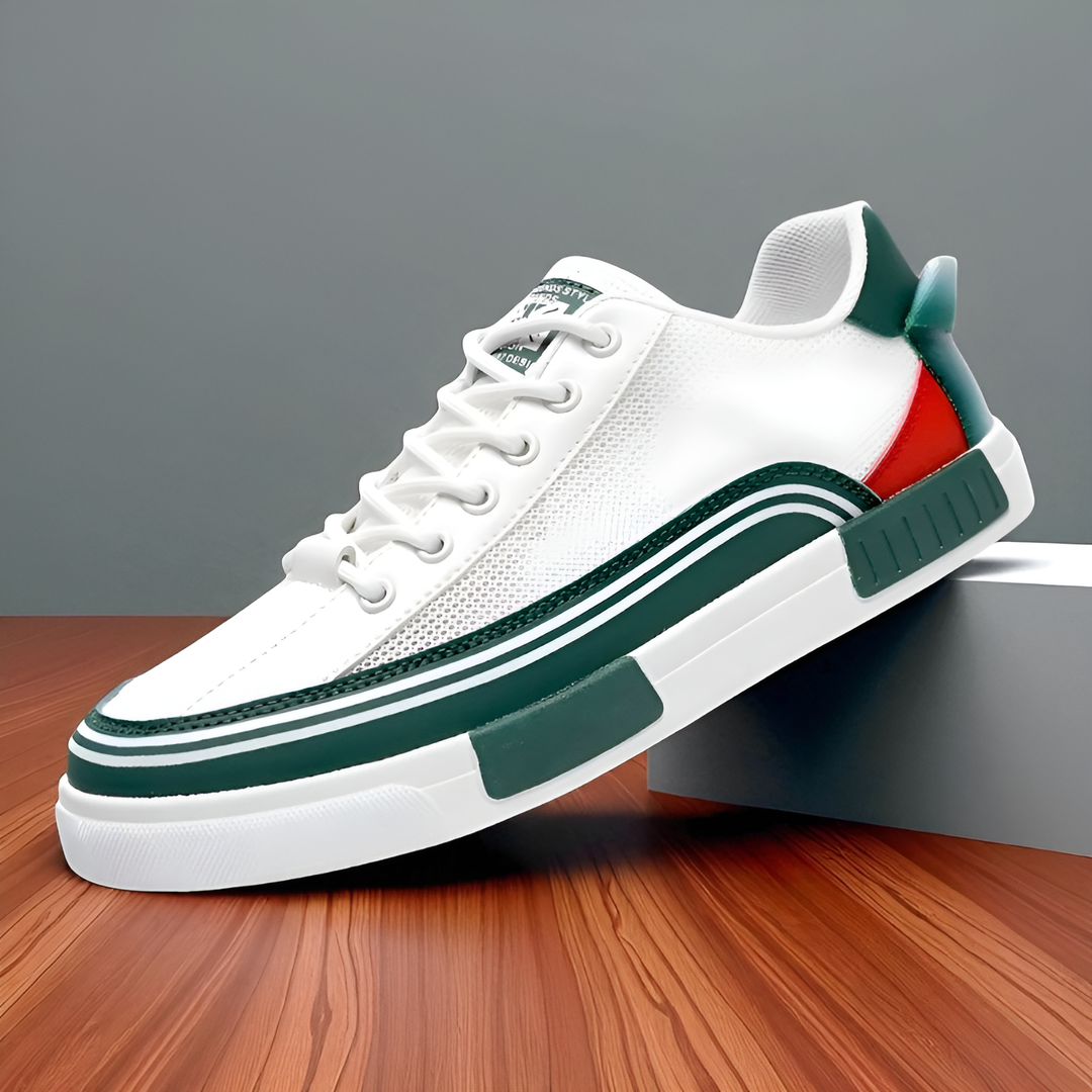 Brooks & Beck Camden Breeze Sneakers in Green - Angled View