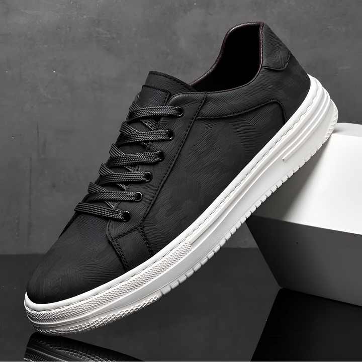 Brooks & Beck Camden Camo Sneaker in Black - Side Profile