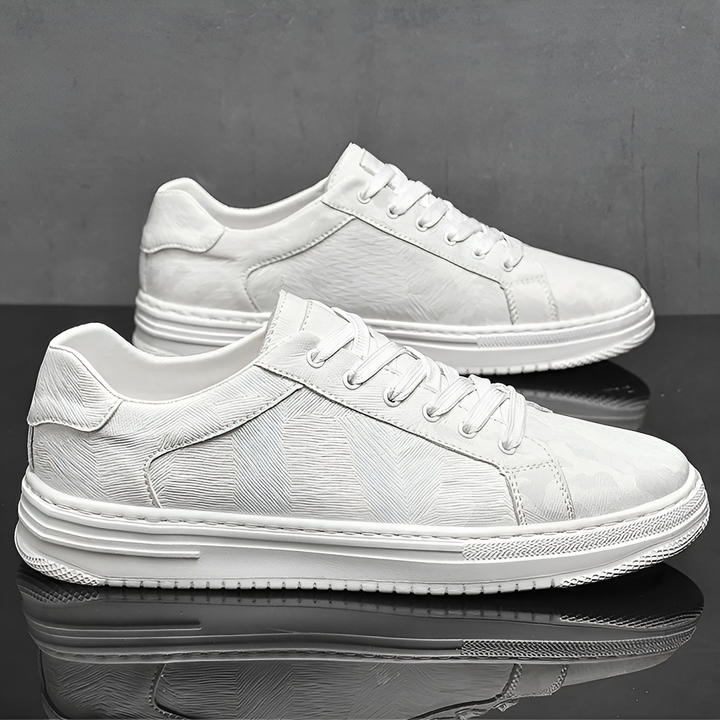 Brooks & Beck Camden Camo Sneaker in White - Both Sneakers Side Profile