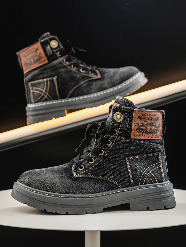 Brooks & Beck Grayson Denim Boot in Black - Stacked View