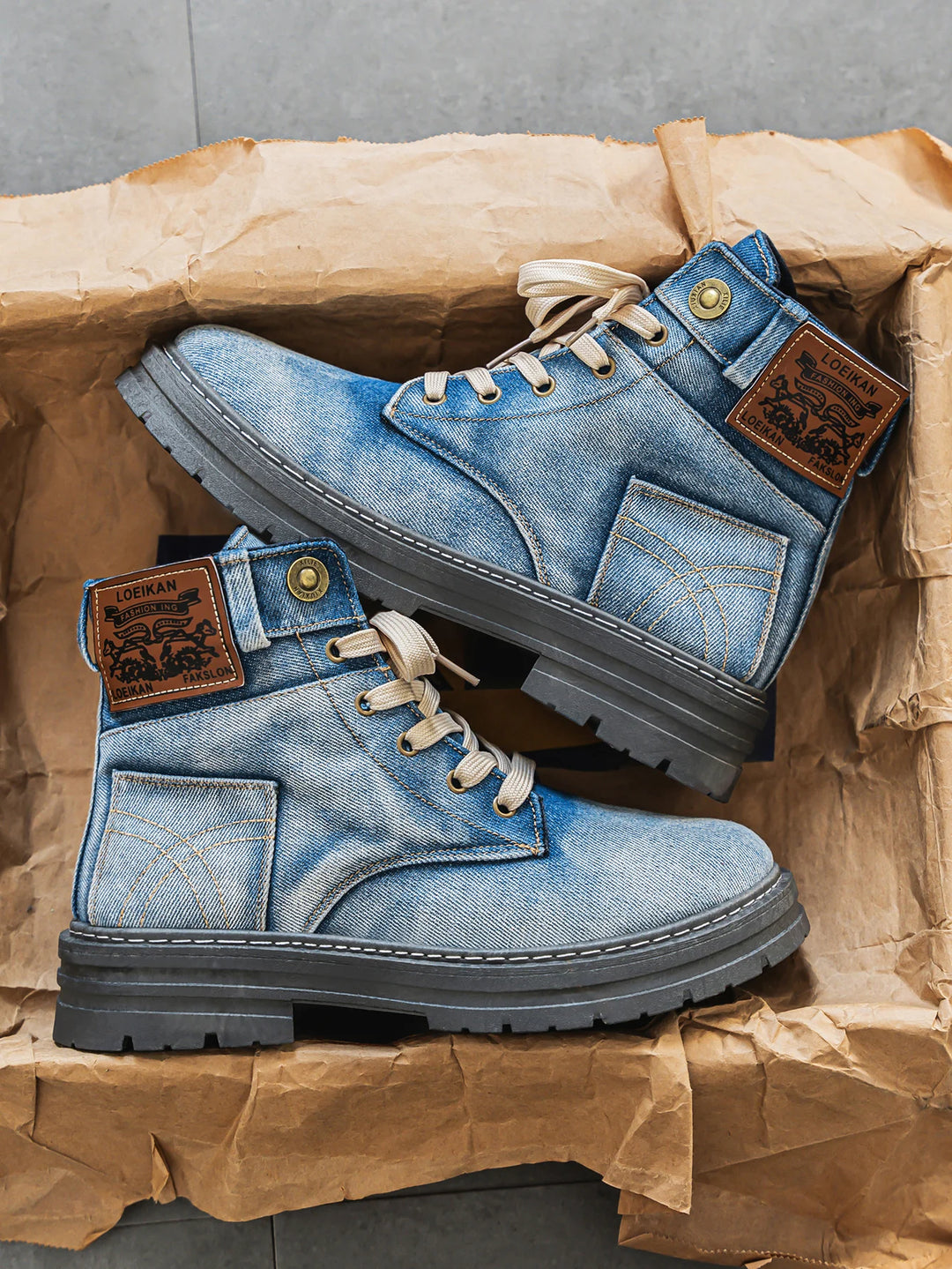 Brooks & Beck Grayson Denim Boot in Blue - Side Profile