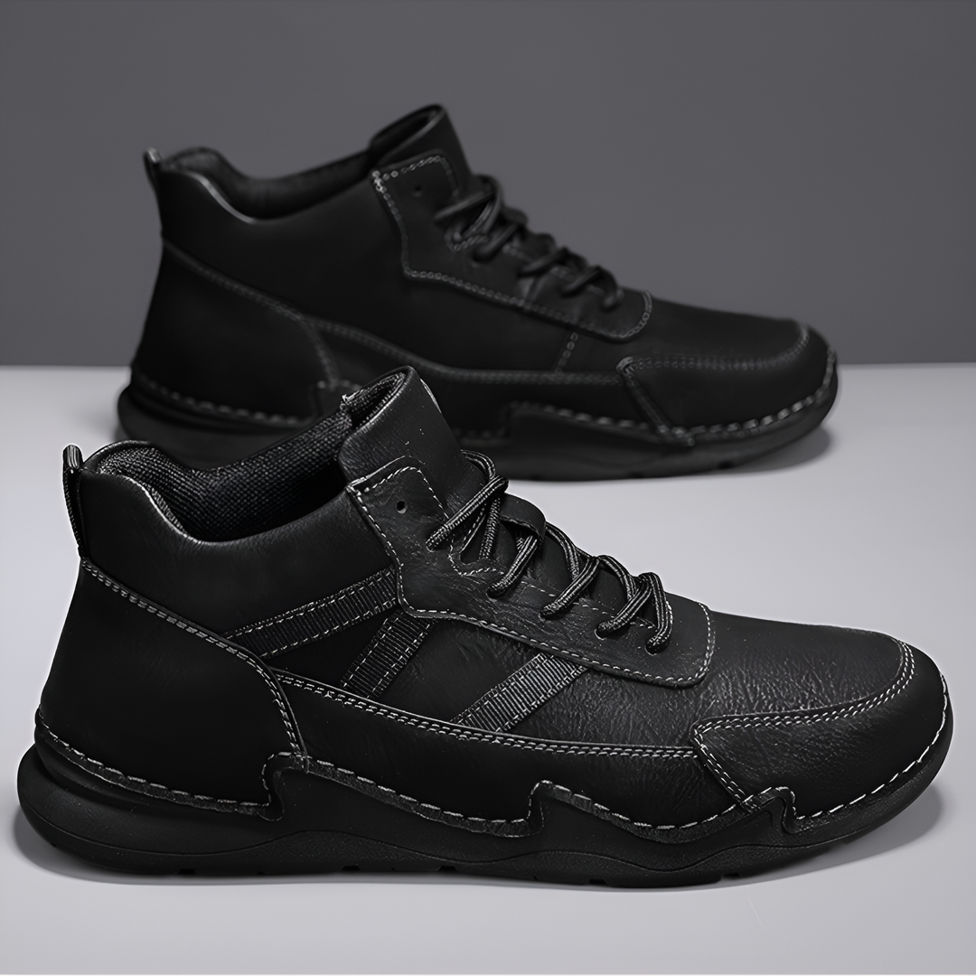 Brooks & Beck Haven Leather Sneaker Boot in Black - Side Profile 1