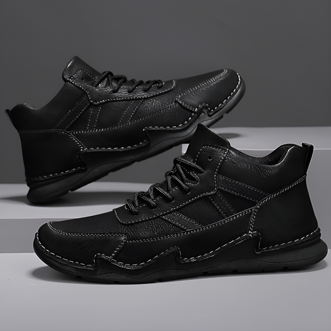 Brooks & Beck Haven Leather Sneaker Boot in Black - Side Profile 2