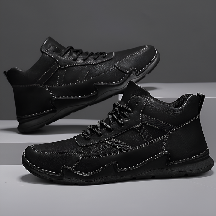 Brooks & Beck Haven Leather Sneaker Boot in Black - Side Profile 2