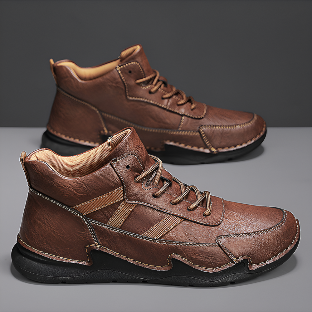 Brooks & Beck Haven Leather Sneaker Boot in Brown - Side Profile 1