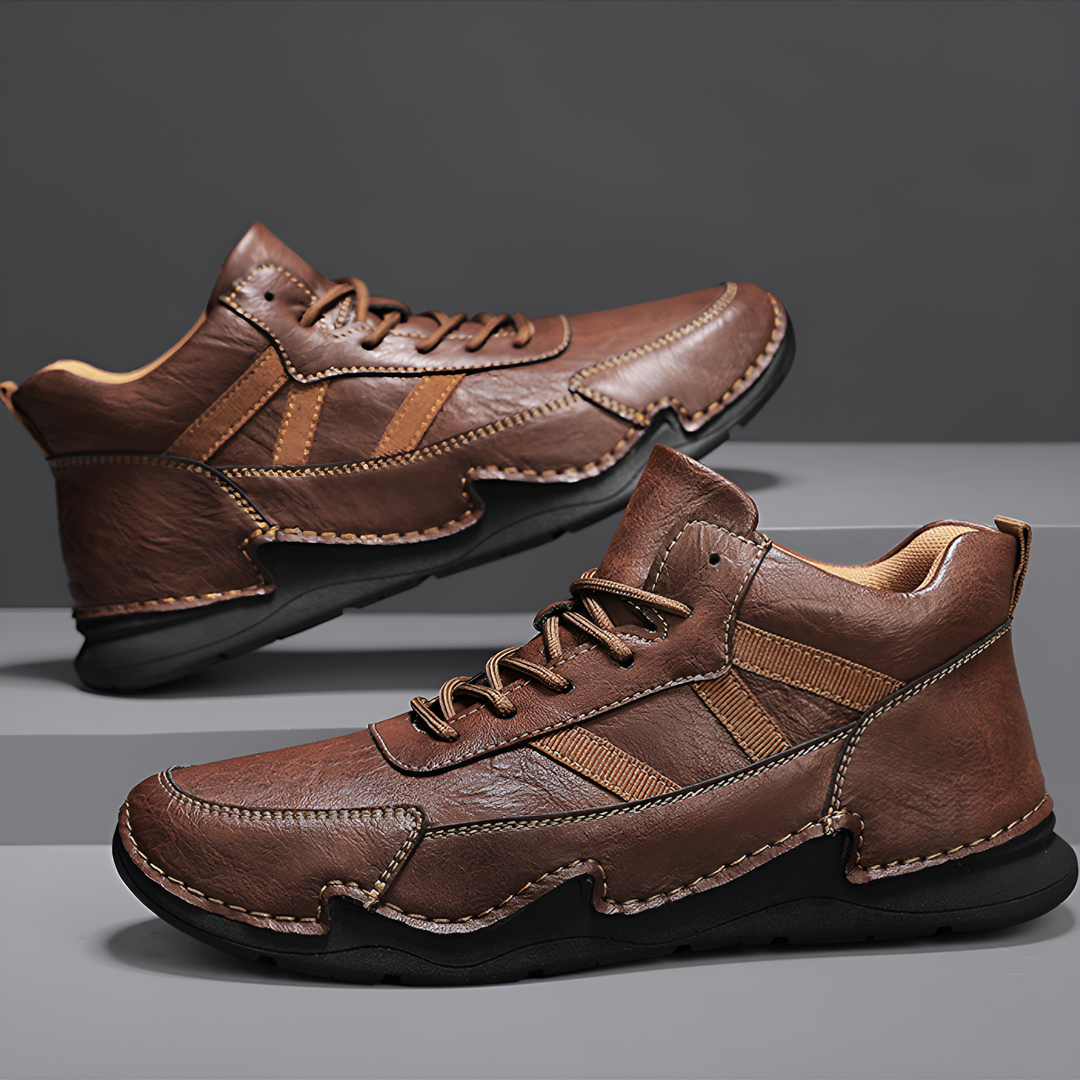 Brooks & Beck Haven Leather Sneaker Boot in Brown - Side Profile 2