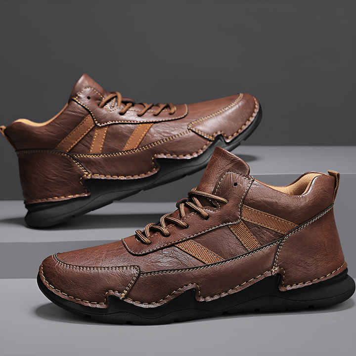 Brooks & Beck Haven Leather Sneaker Boot in Brown - Side Profile 2