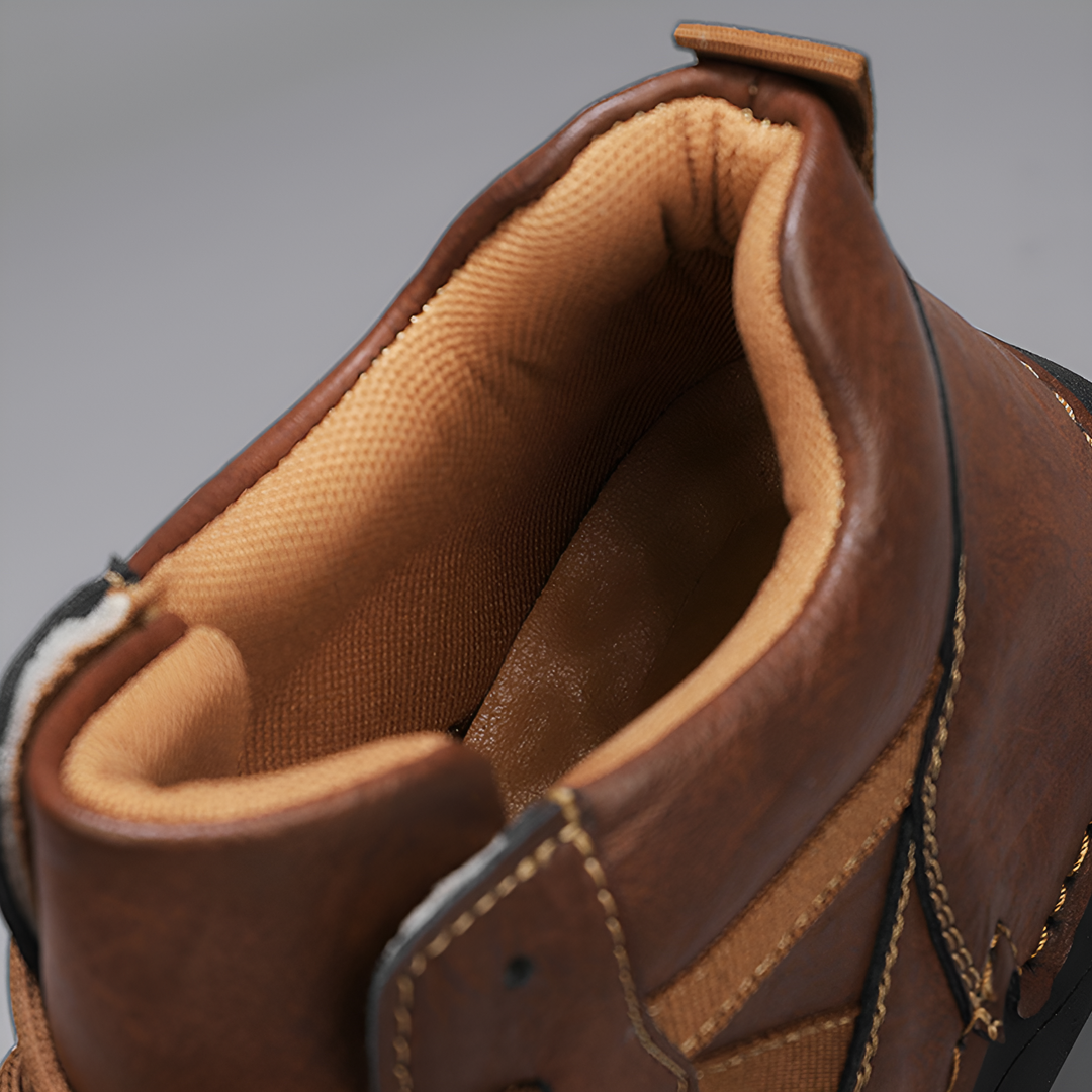 Brooks & Beck Haven Leather Sneaker Boot in Brown - Ankle Detail View