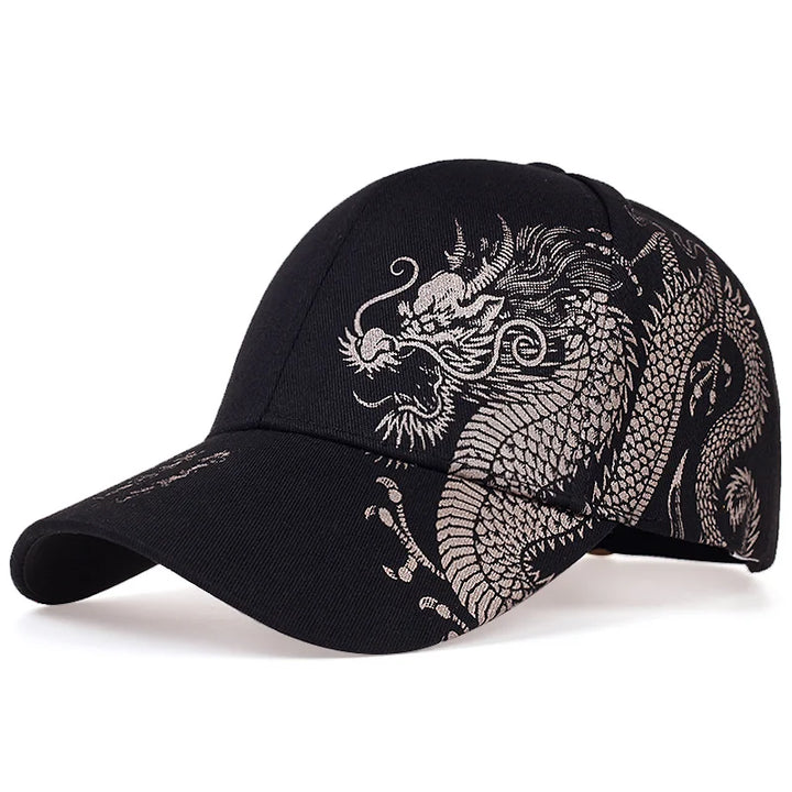 Brooks & Beck Imperial Dragon Cap in Black - Embroidered Detail