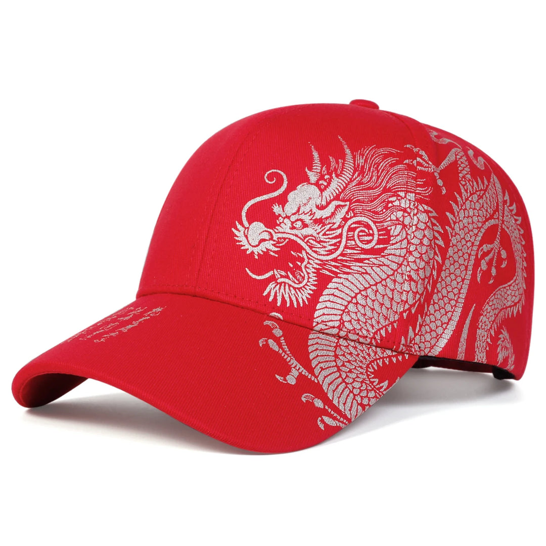Brooks & Beck Imperial Dragon Cap in Red - Embroidered Detail