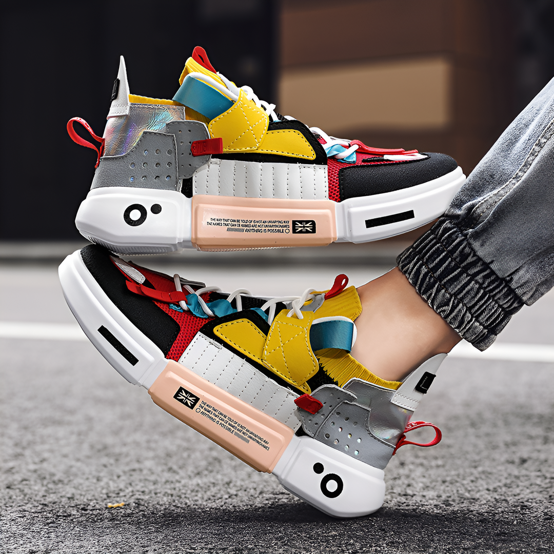Brooks & Beck Kova-01 Trainers in Multi Colorblock - Side Profile Stacked