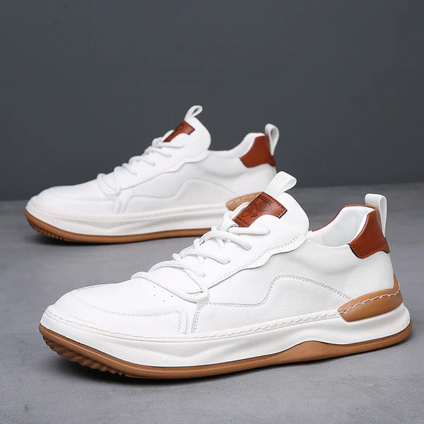Brooks & Beck Marlow Leather Sneakers in White - Side Profile