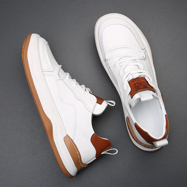Brooks & Beck Marlow Leather Sneakers in White - Top View