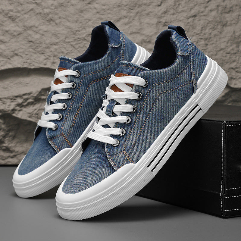 Brooks & Beck Mercer Denim Sneaker in Blue - Angled View