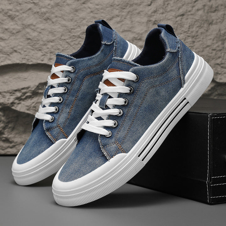 Brooks & Beck Mercer Denim Sneaker in Blue - Angled View
