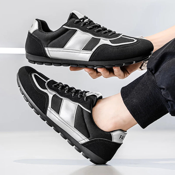 Brooks & Beck Vortex Retro Runner in Black - On Foot View