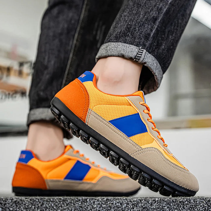 Brooks & Beck Vortex Retro Runner in Orange - On Foot View