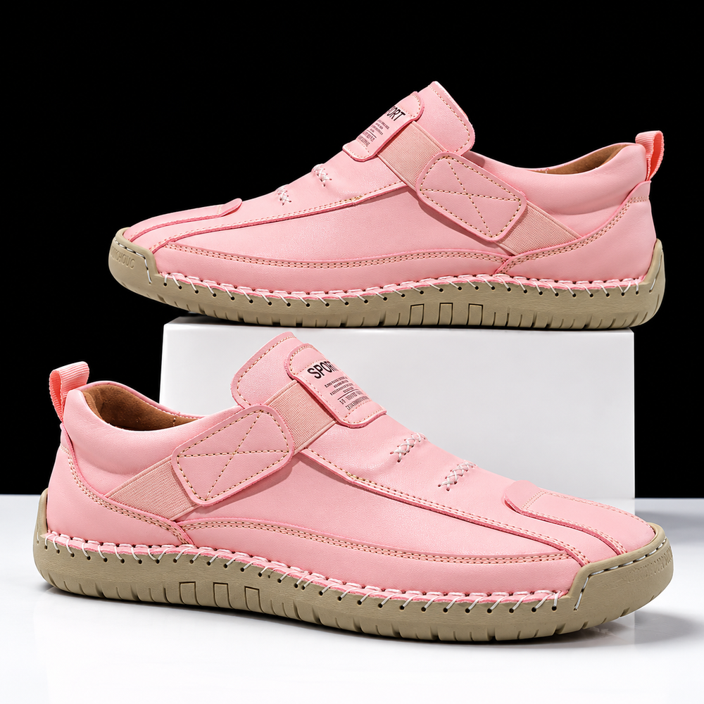 Hartley Leather Sneaker in Rose Pink - paired studio view